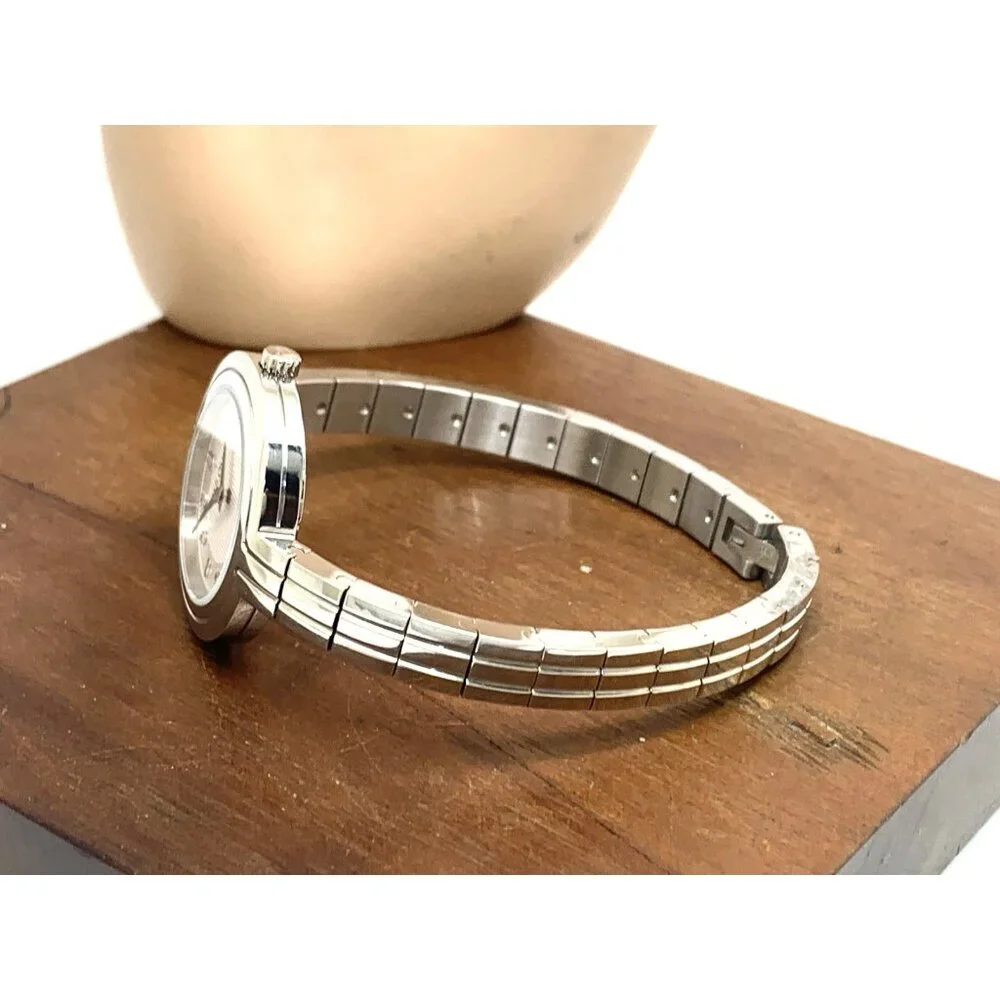 Bulova Women's Watch 96P214 Quartz Diamond Silver Dial Bangle Steel 30mm
